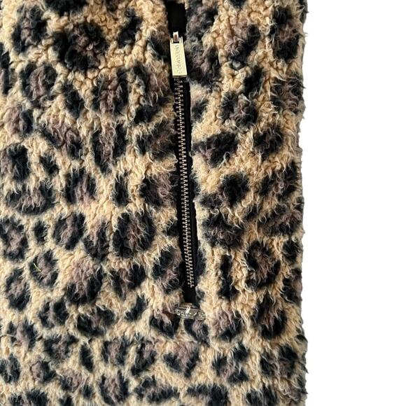 CALVIN KLEIN Sherpa Full Zip Faux Fun Leopard Print Soft Sleeveless Vest Sz M - Picture 4 of 7
